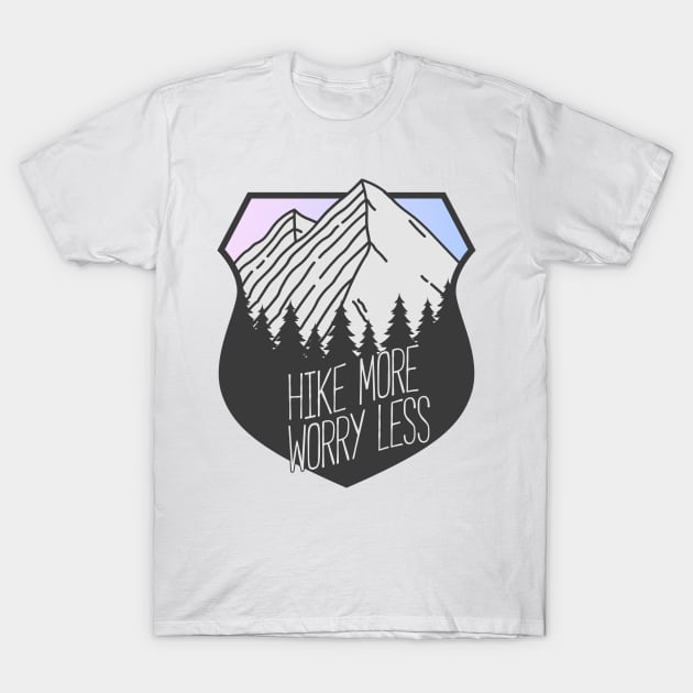 Hike More Worry Less Mountain Crest Sunset T-Shirt by KlehmInTime